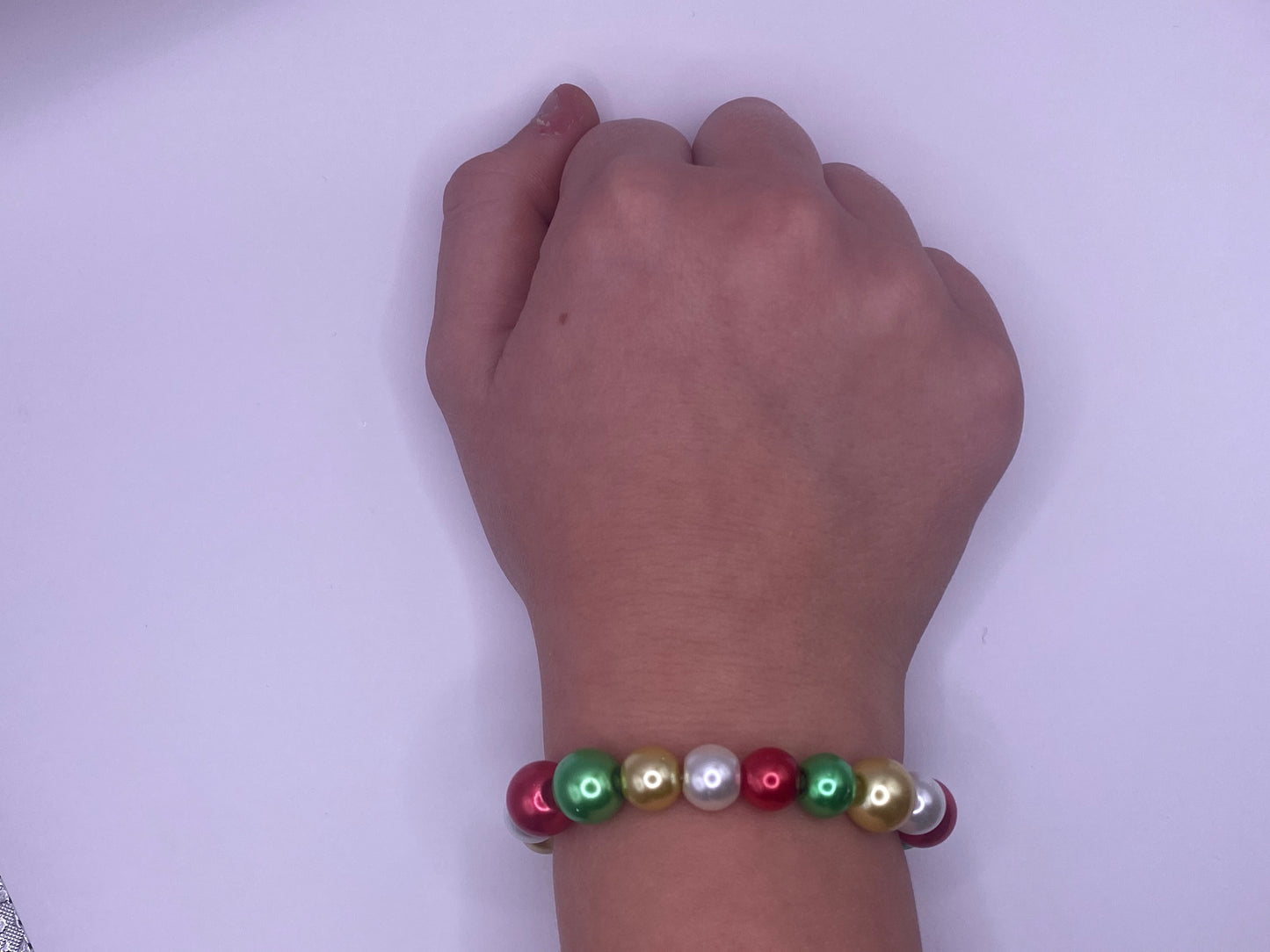 Colorful pearl Christmas bracelet