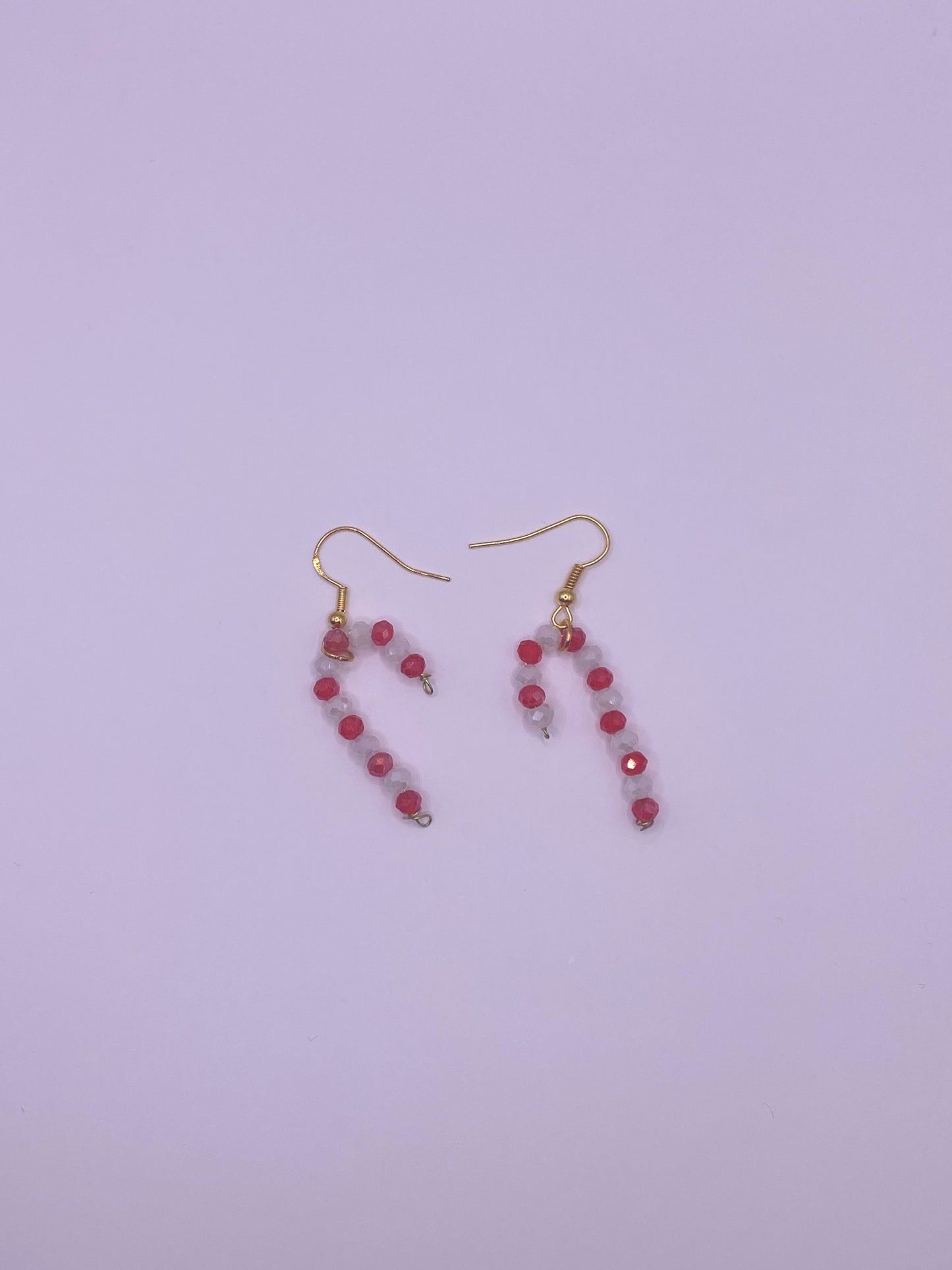 Beaded candy cane earrings