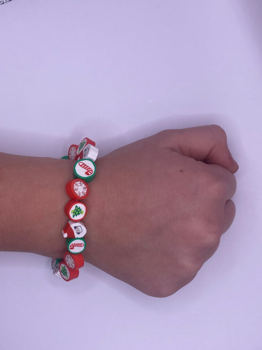 Christmas clay bead bracelet