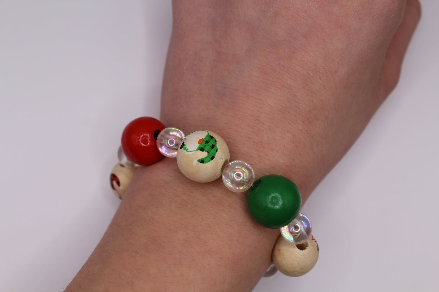 Wooden bead Christmas bracelet