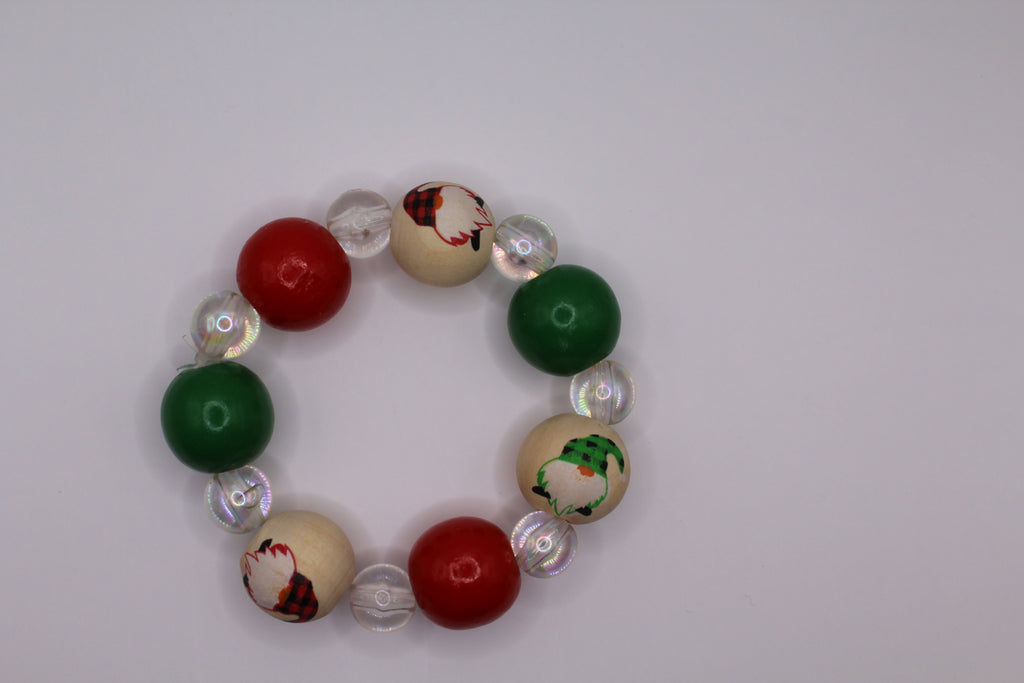 Wooden bead Christmas bracelet