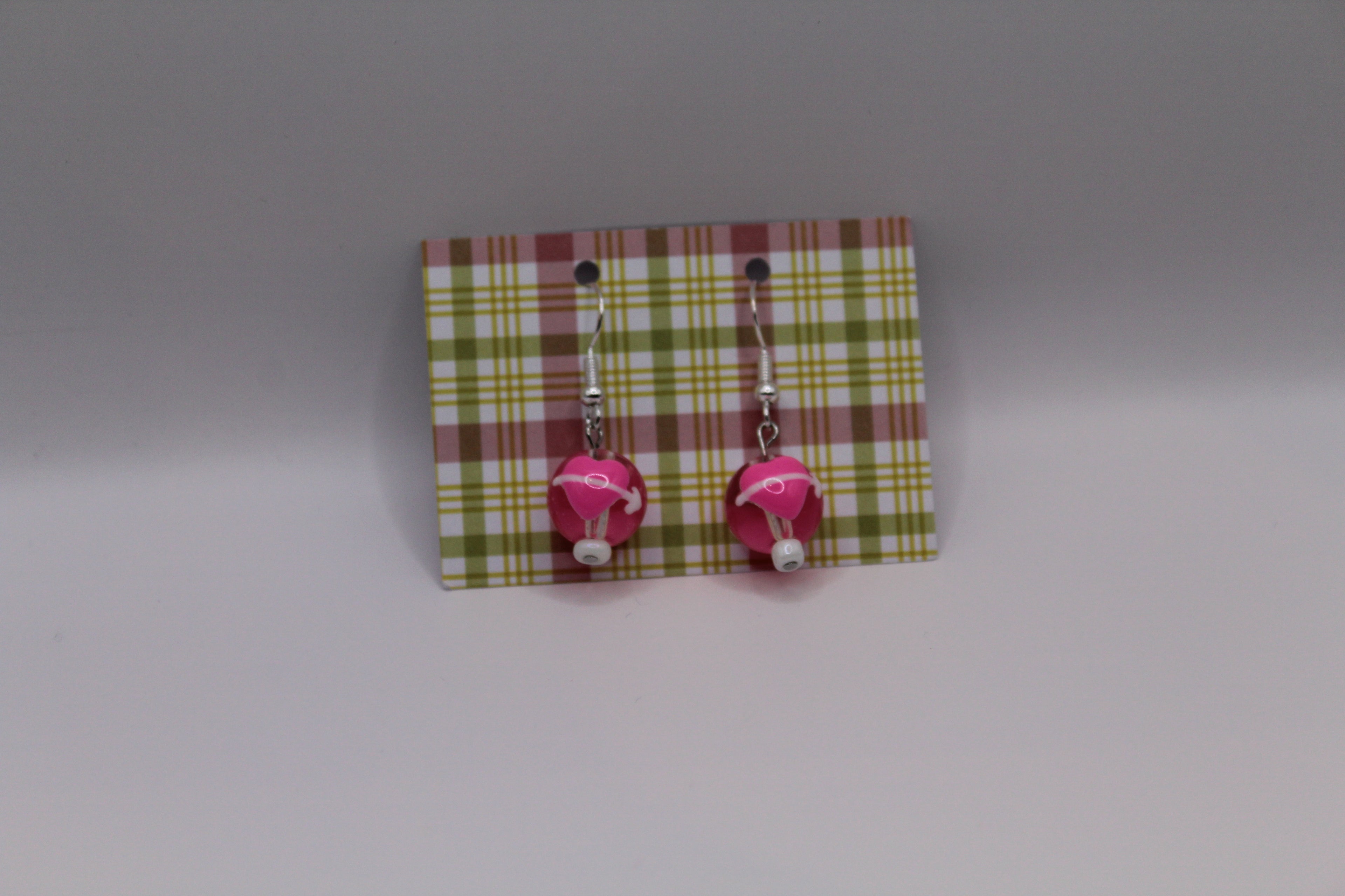 Pink Arrow Heart Earrings