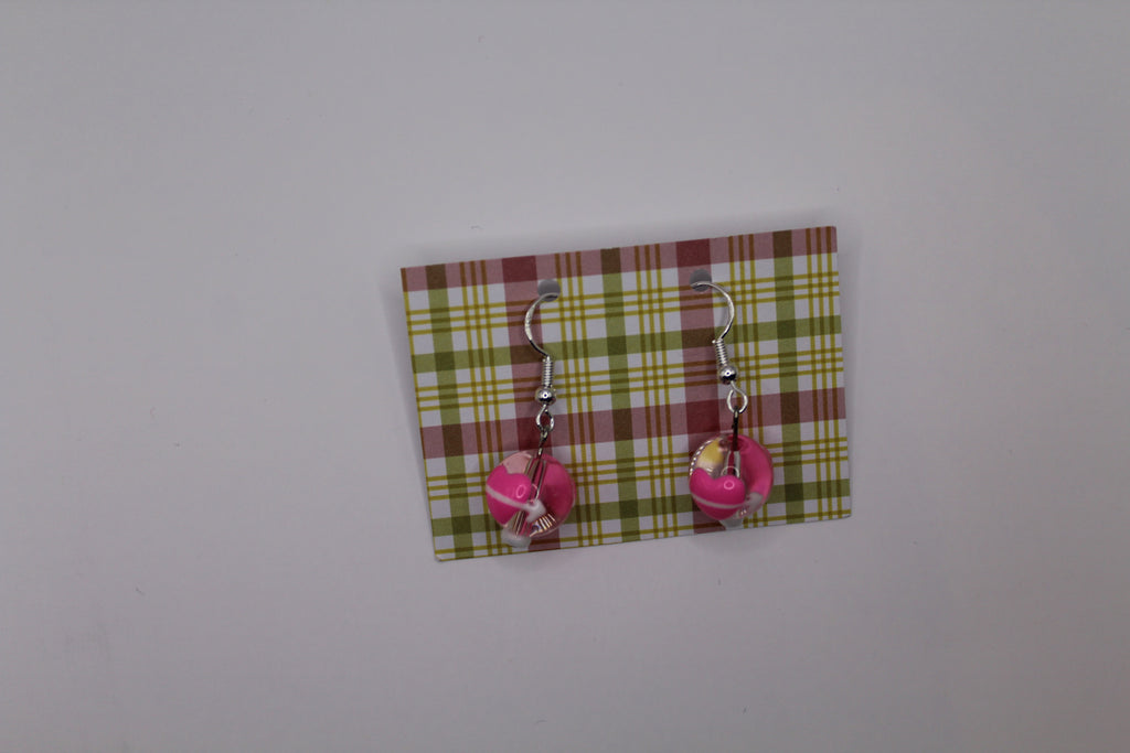 Pink Arrow Heart Earrings