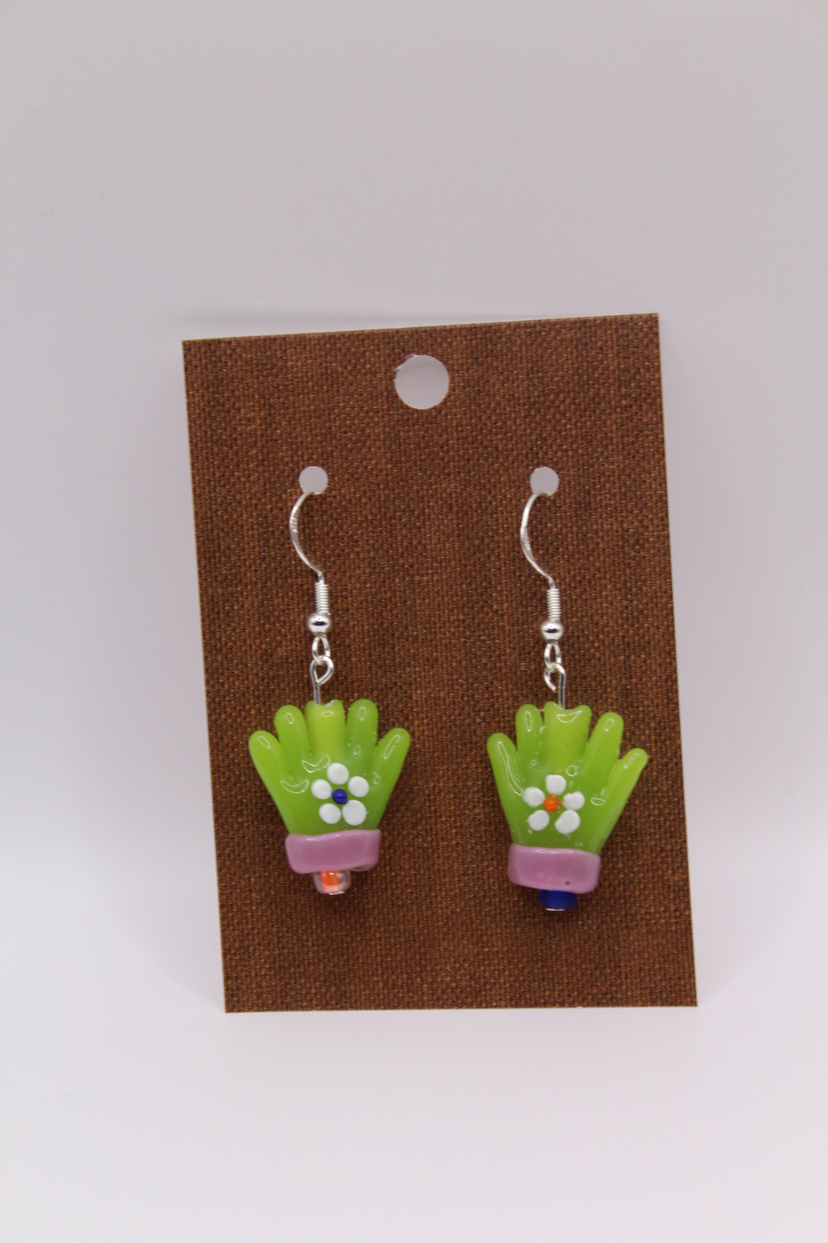 Glass Bead Mitten Earrings