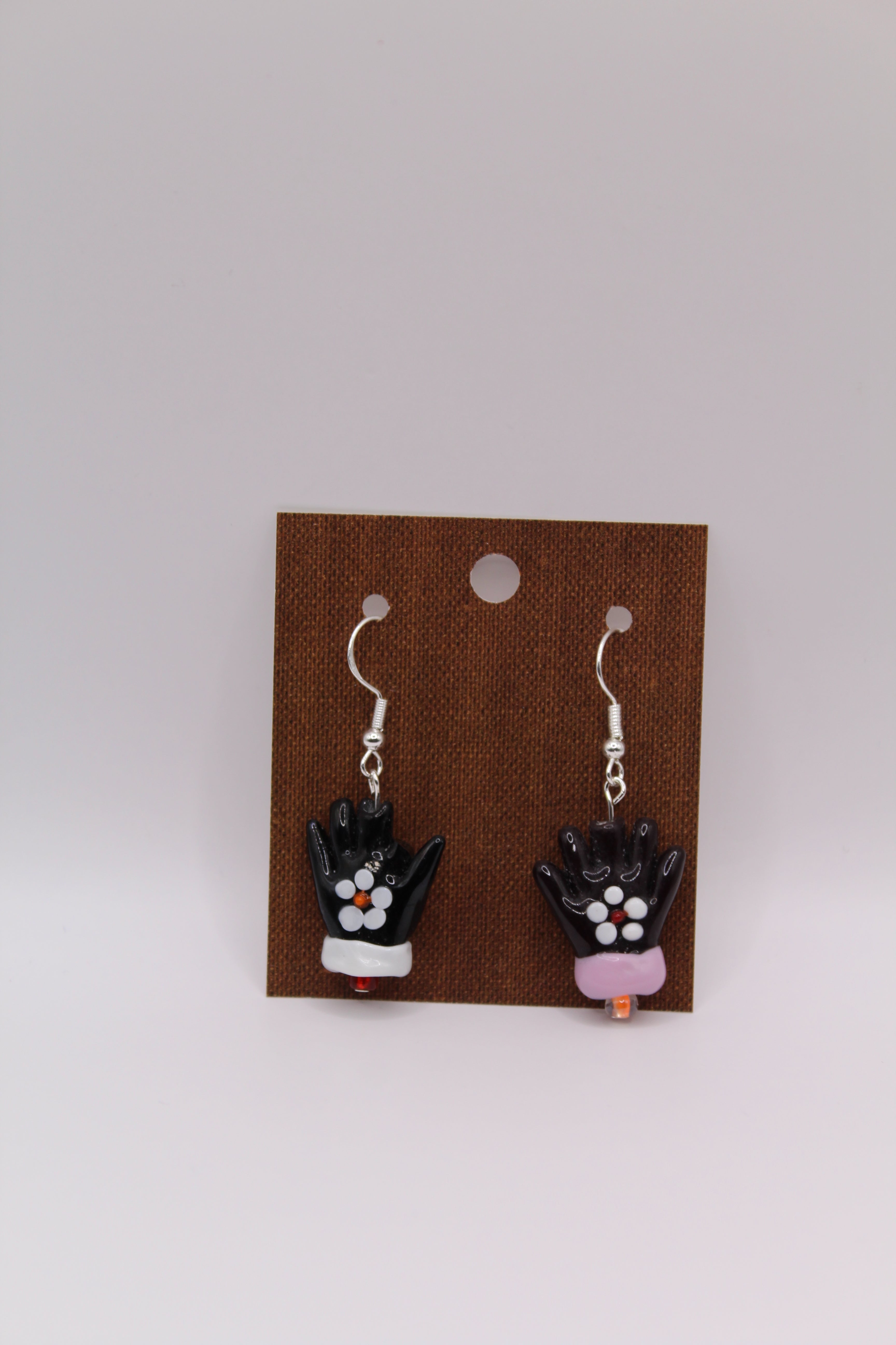 Glass Bead Mitten Earrings