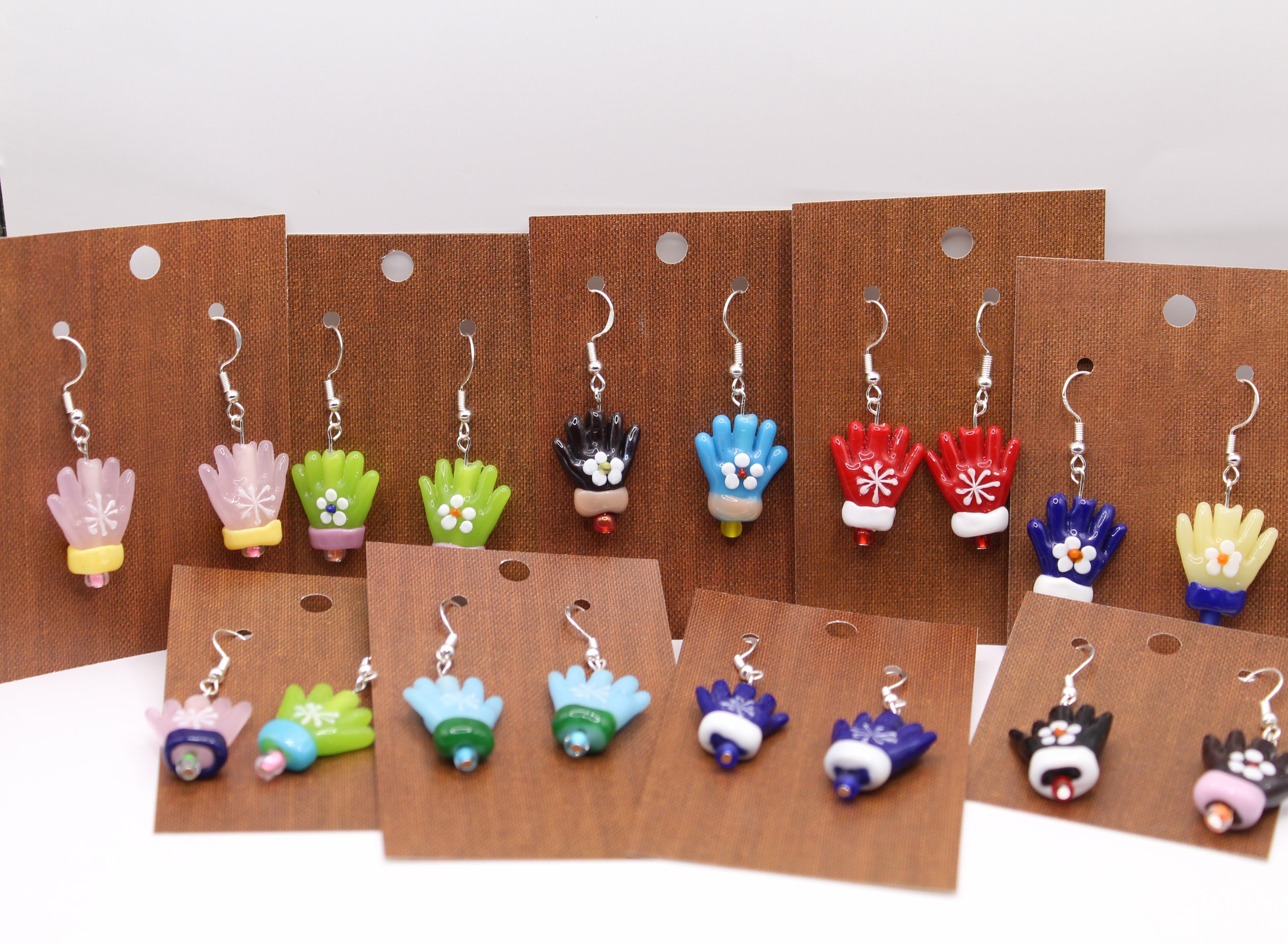 Glass Bead Mitten Earrings