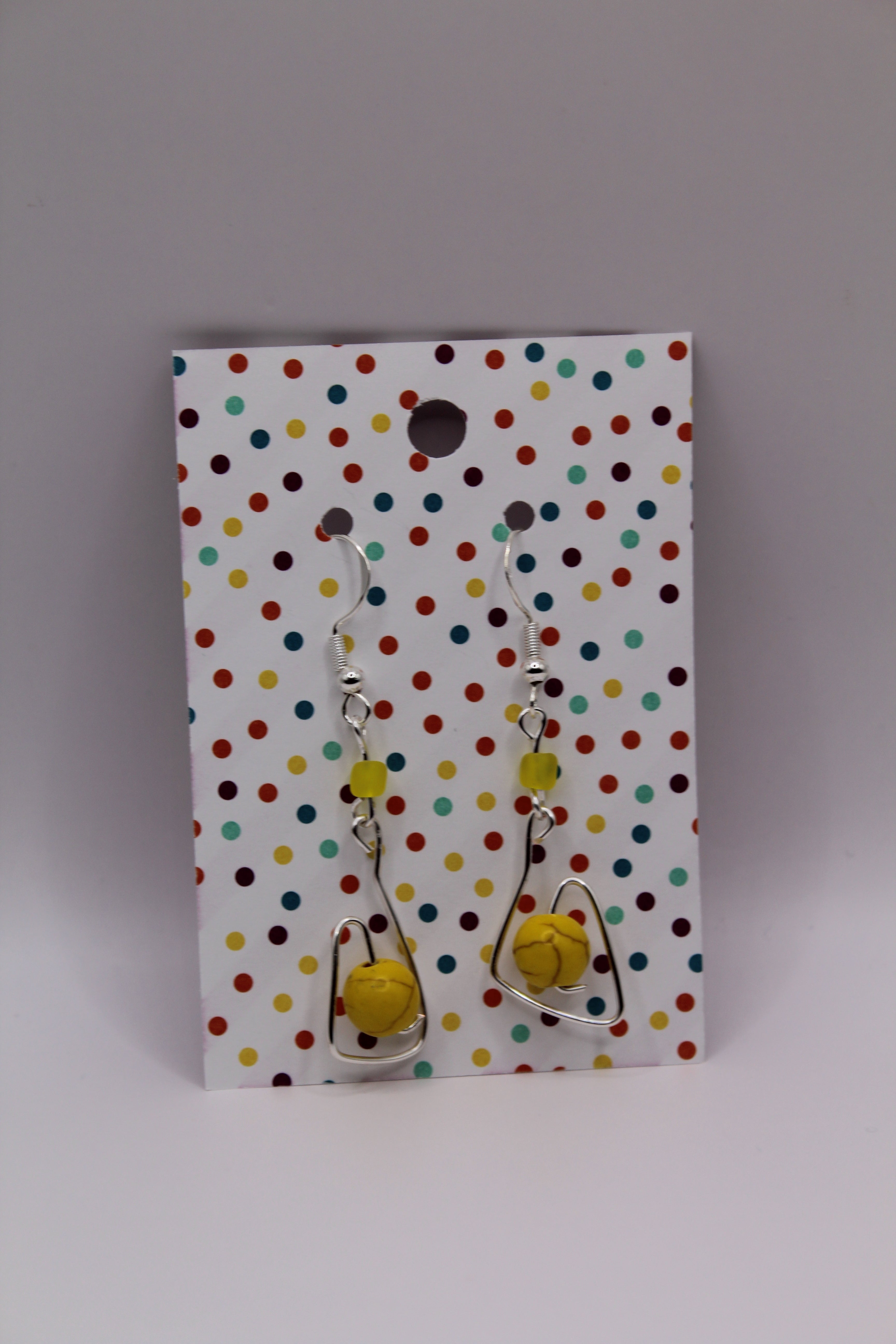 Yellow Bead Wire Earrings