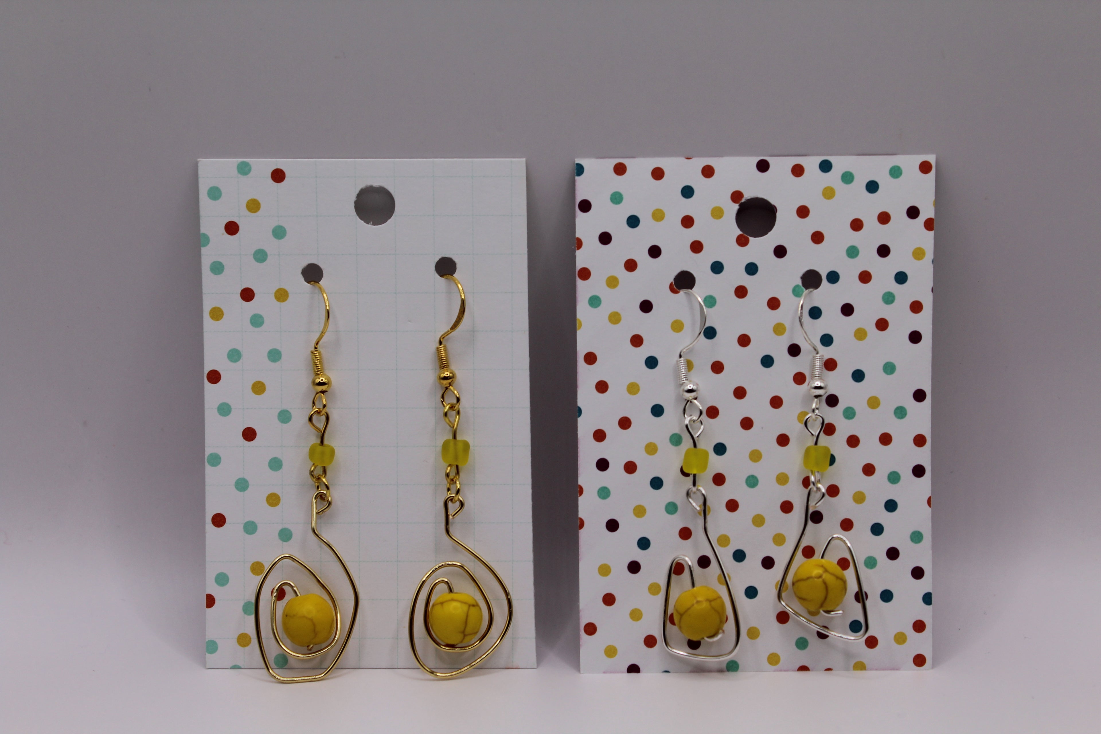 Yellow Bead Wire Earrings