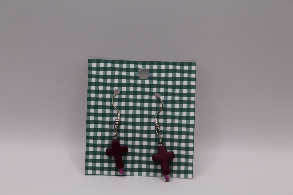 Colorful cross earrings