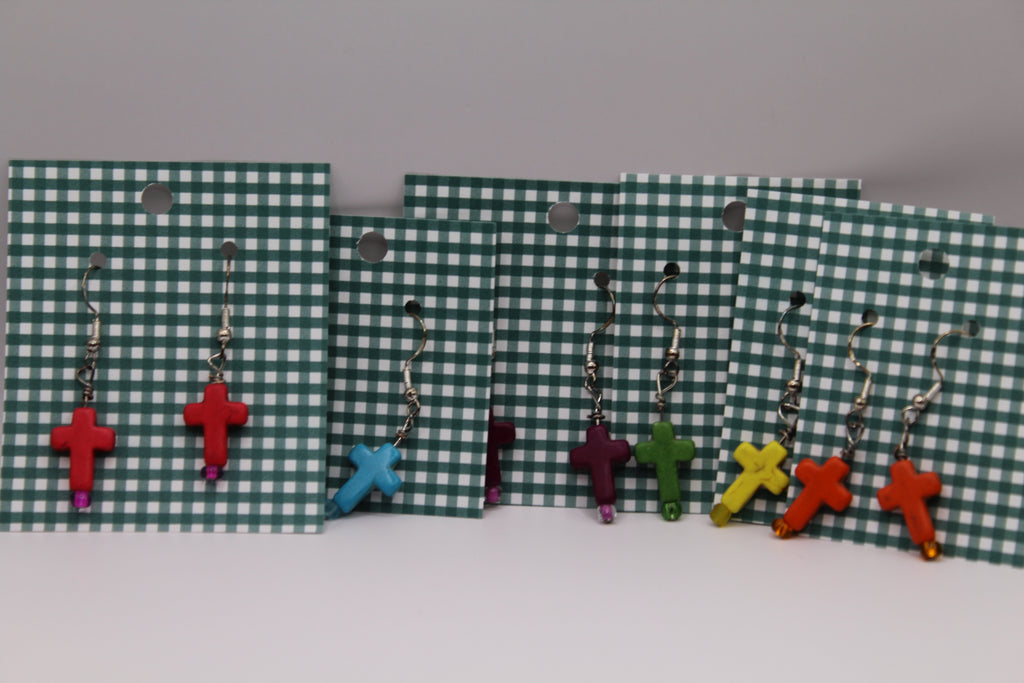 Colorful cross earrings