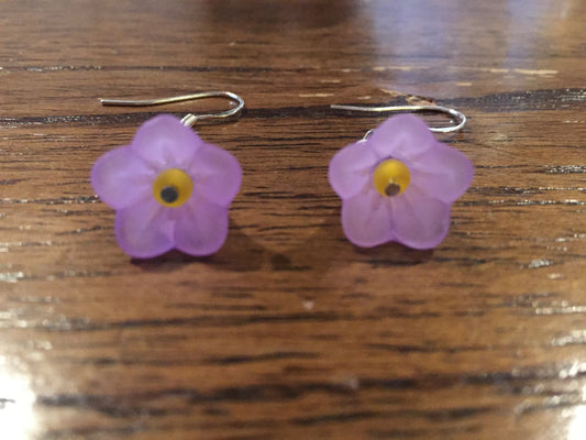 Purple Umbrella Flower Earrings